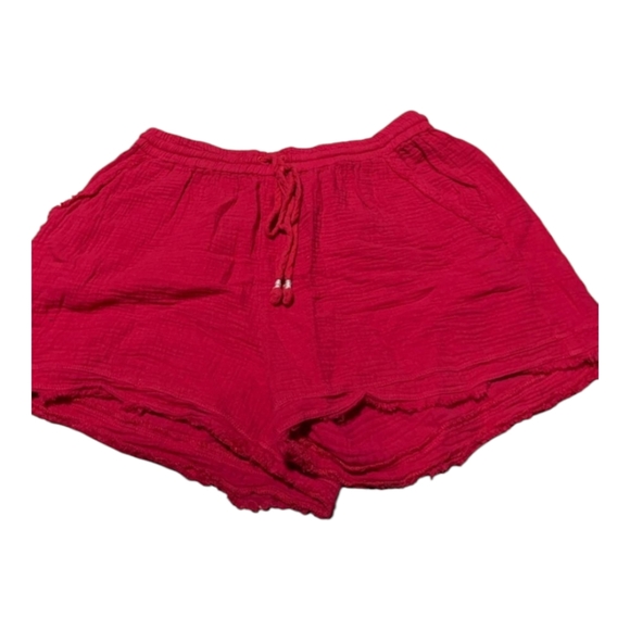🔥6 FOR $25!🔥Anthropologie! Gorgeous red  linen shorts size s/m - Picture 2 of 5
